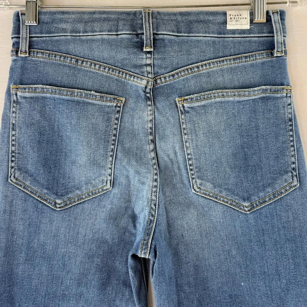 Frank & Eileen “Derry” Blue Denim Straight Leg Frayed Hem Jeans